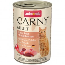 Animonda Carny Adult вологий корм для котів з куркою індичкою і качиними серцями 400 г