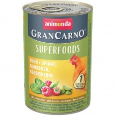 Animonda GranCarno Superfoods вологий корм для собак з куркою шпинатом малиною і гарбузовим насінням 400 г
