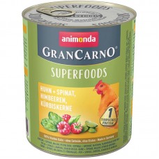 Animonda GranCarno Superfoods вологий корм для собак з куркою шпинатом малиною і гарбузовим насінням 800 г